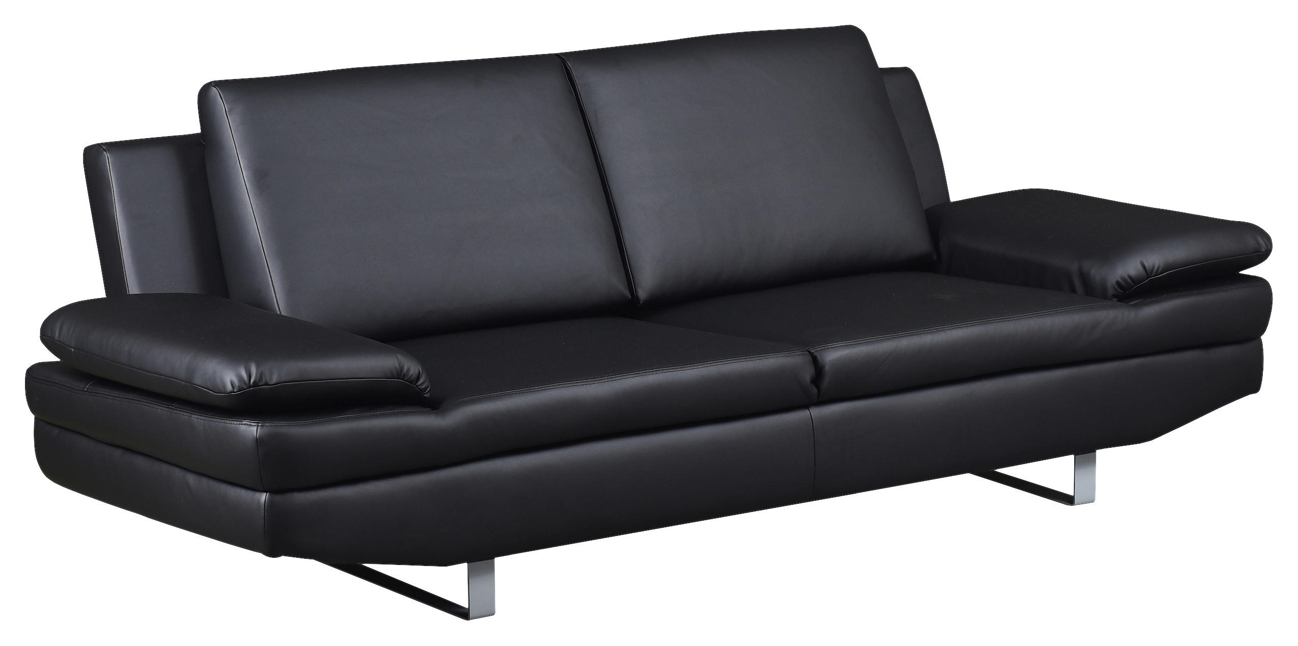 3-SITZER-SOFA in Lederlook Schwarz  - Schwarz/Grau, Design, Textil/Metall (218/78/88cm) - MID.YOU