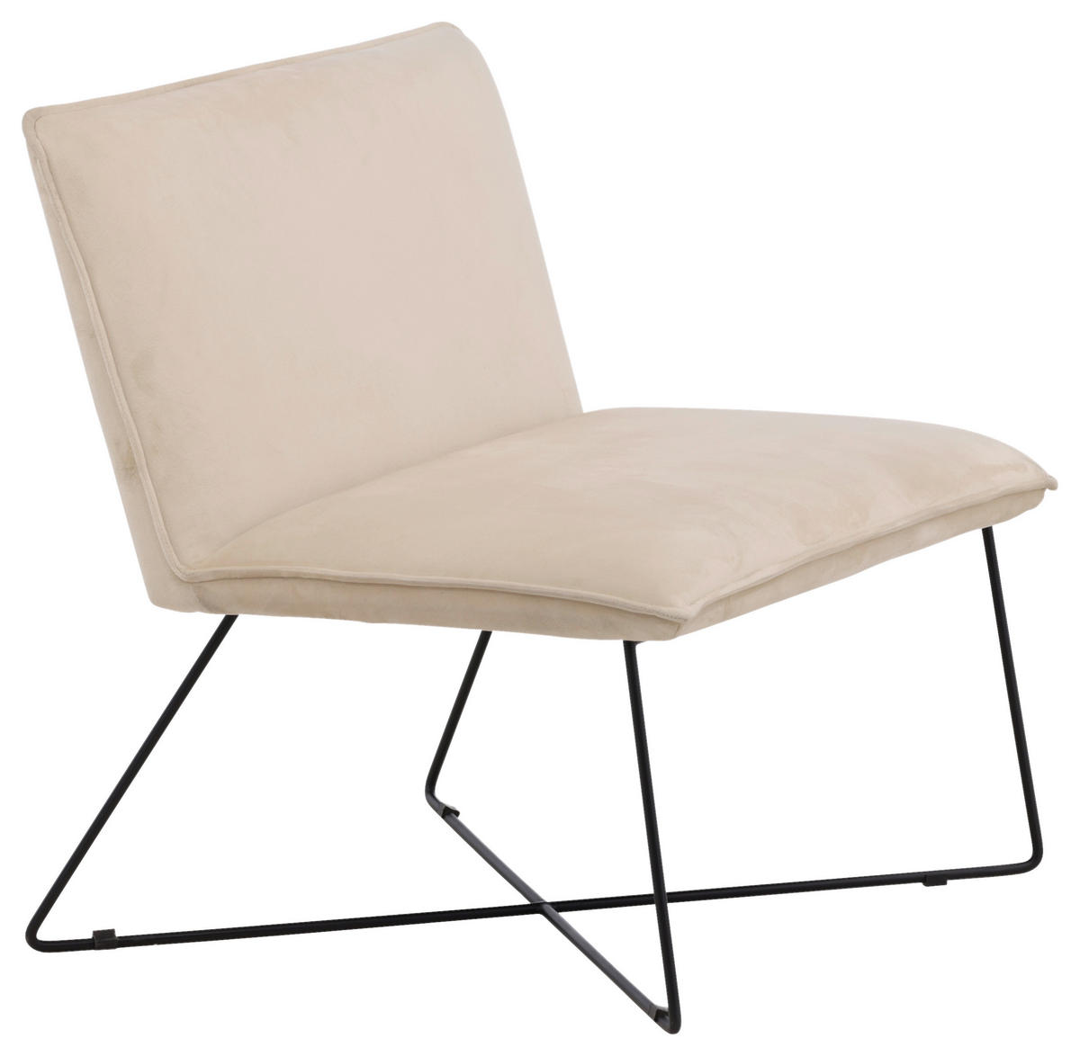 FÅTÖLJ i metall, plast, textil svart, vit  - vit/beige, Design, metall/textil (61,5/82,5/72cm) - Livetastic