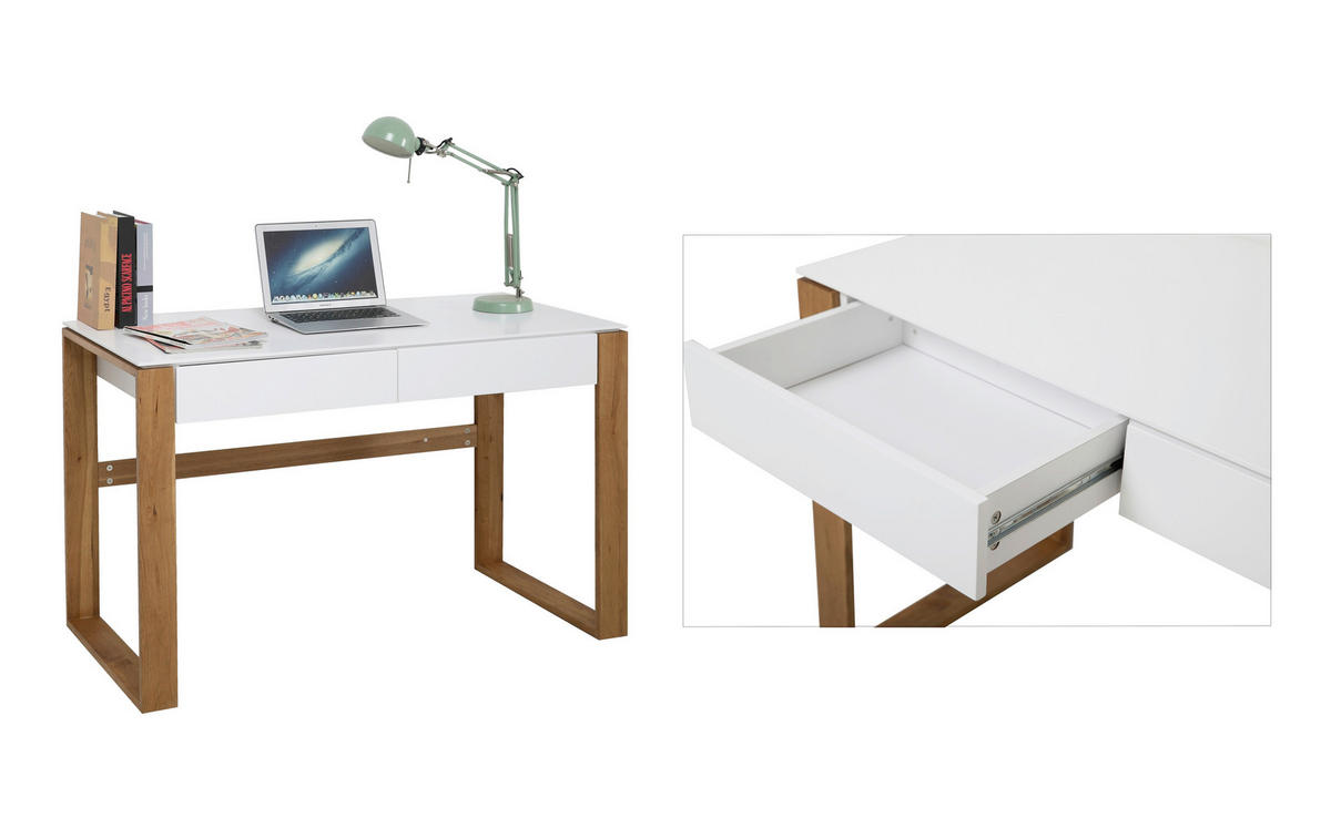 SCHREIBTISCH 120/60/75 cm  in Naturfarben, Weiß  - Weiß/Naturfarben, Design, Holz/Holzwerkstoff (120/60/75cm) - Livetastic