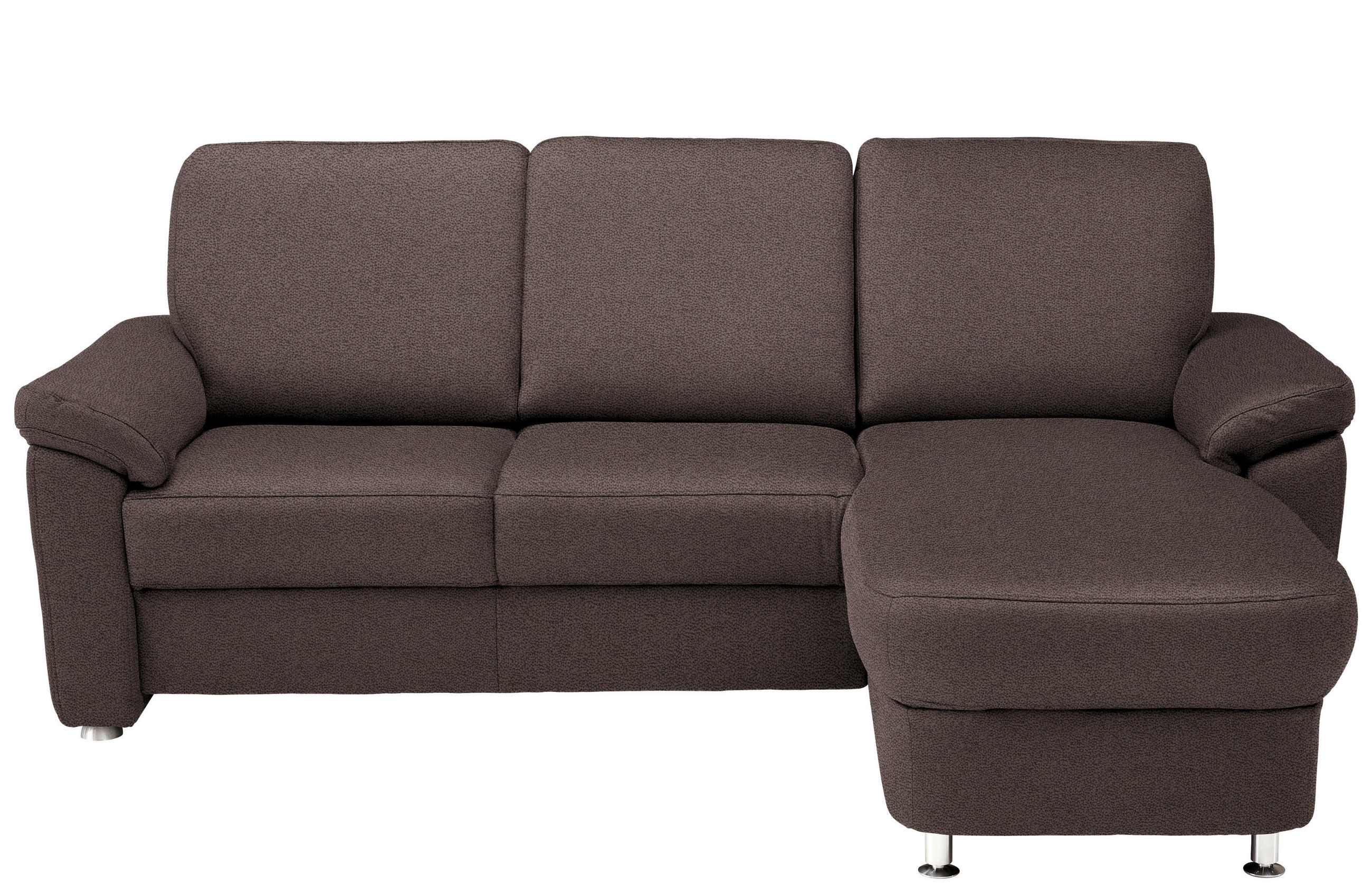 ECKSOFA in Webstoff Dunkelbraun  - Chromfarben/Dunkelbraun, Konventionell, Textil/Metall (220/163cm) - Beldomo System