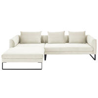 ECKSOFA in Cord Weiß  178/284 cm  - Schwarz/Weiß, KONVENTIONELL, Textil/Metall (178/284cm) - Hom`in