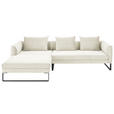 ECKSOFA in Cord Weiß  178/284 cm  - Schwarz/Weiß, KONVENTIONELL, Textil/Metall (178/284cm) - Hom`in