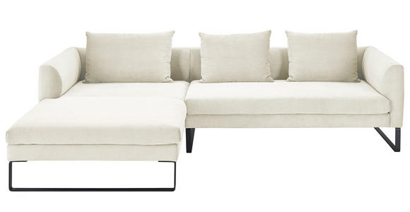 ECKSOFA in Cord Weiß  178/284 cm  - Schwarz/Weiß, KONVENTIONELL, Textil/Metall (178/284cm) - Hom`in
