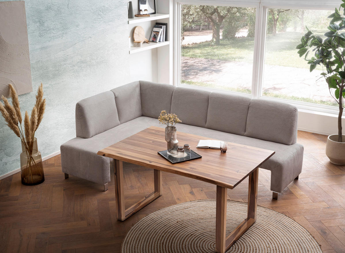 KLUPA KUTNA  svijetlo smeđa, cappuccino  drvo, tekstil, drvni materijal      - srebrne boje/svijetlo smeđa, Moderno, drvni materijal/drvo (244/157cm) - Livetastic