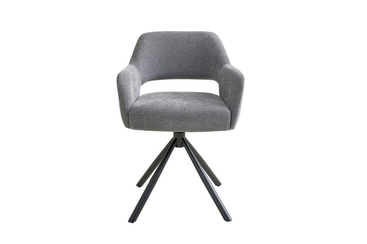 ARMLEHNSTUHL  Sitzfläche 360° drehbar Webstoff  Grau, Schwarz  - Schwarz/Grau, MODERN, Textil/Metall (58/84/61cm) - Schöner Wohnen
