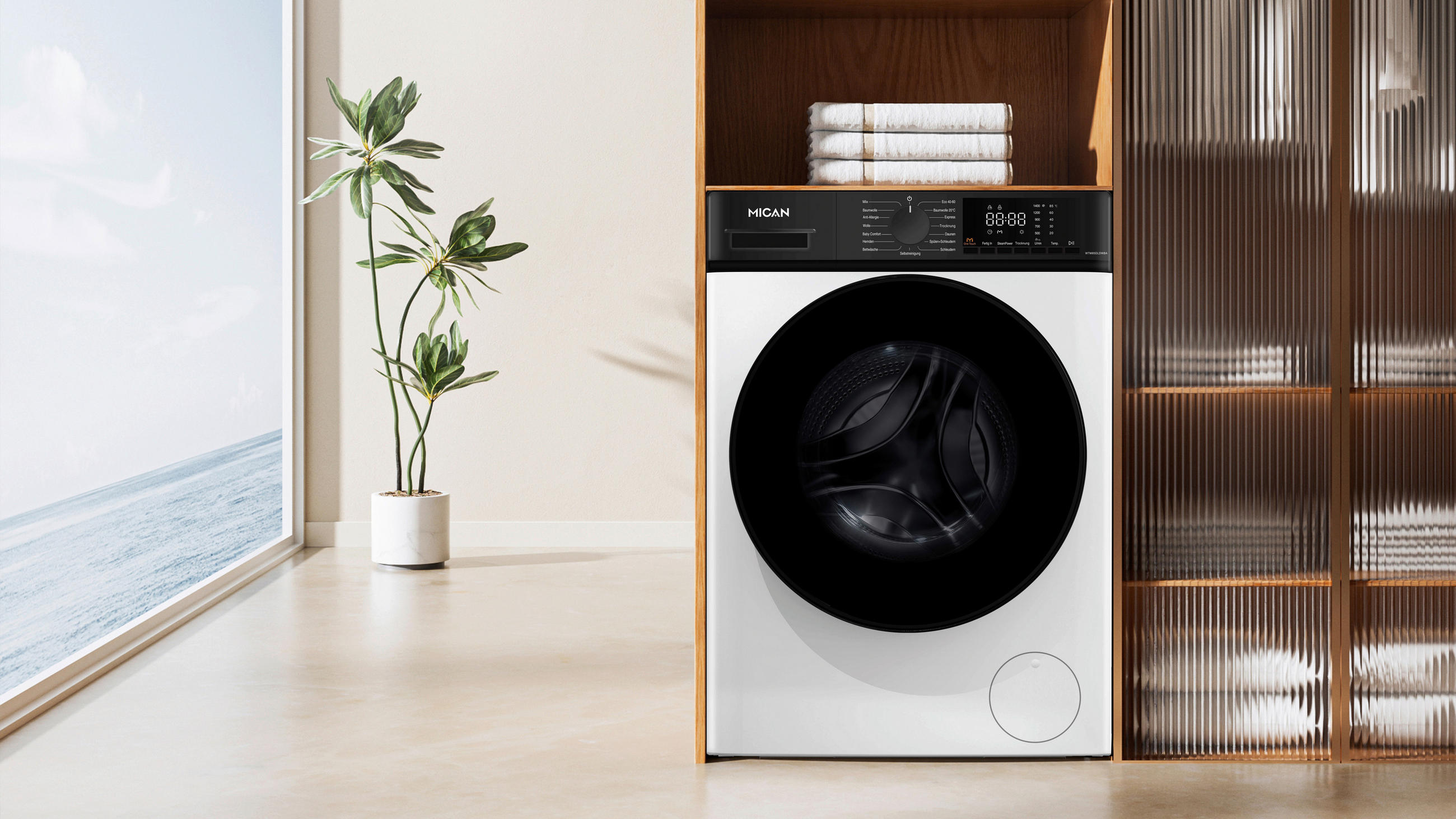 Thumbnail - Mican Waschtrockner, Weiß, Kunststoff, Glas, Textil, Stein, Papier, Karton, Holzwerkstoff, Metall, 60x84.7x52 cm, Hausha...