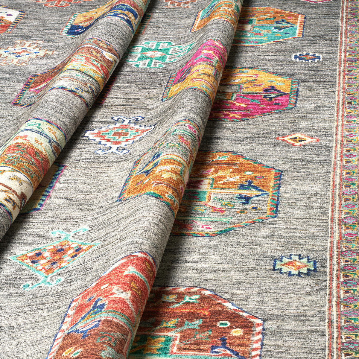 LÄUFER Cortea Khamil 80/300 cm  in Grau, Türkis, Pink  - Türkis/Pink, LIFESTYLE, Kunststoff/Textil (80/300cm) - Lindorug