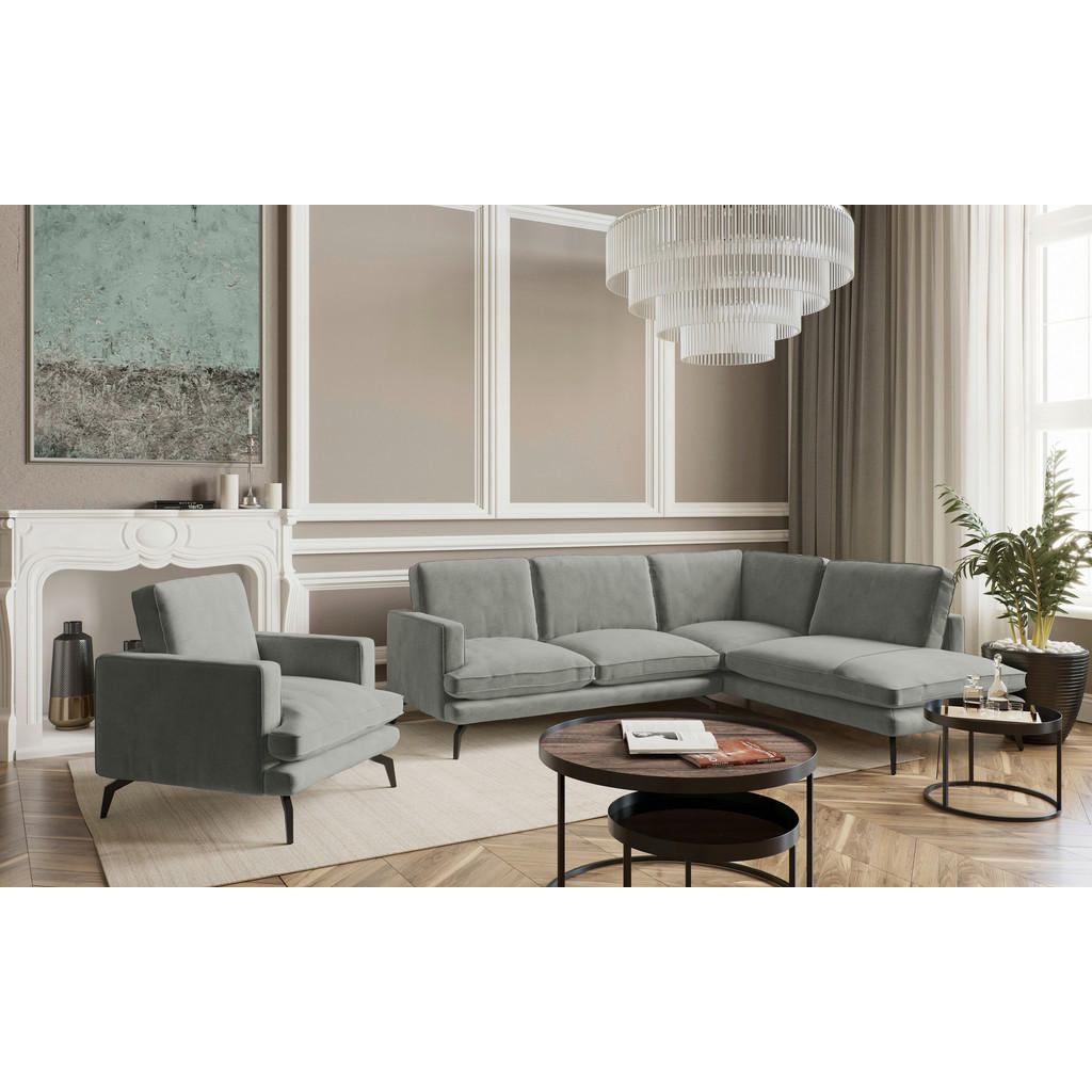 Thumbnail - Livetastic Sitzgarnitur Bali, Grau, Textil, Füllung: Daunen, Silikon, 250x202 cm, Made in EU, planbar, Rücken echt, indi...