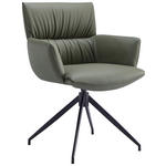 ARMLEHNSTUHL  Lederauswahl, Sitzfläche 360° drehbar, automatische Rückholfunktion  Echtleder  - Schwarz/Olivgrün, Design, Leder/Metall (64/86/63cm) - Dieter Knoll