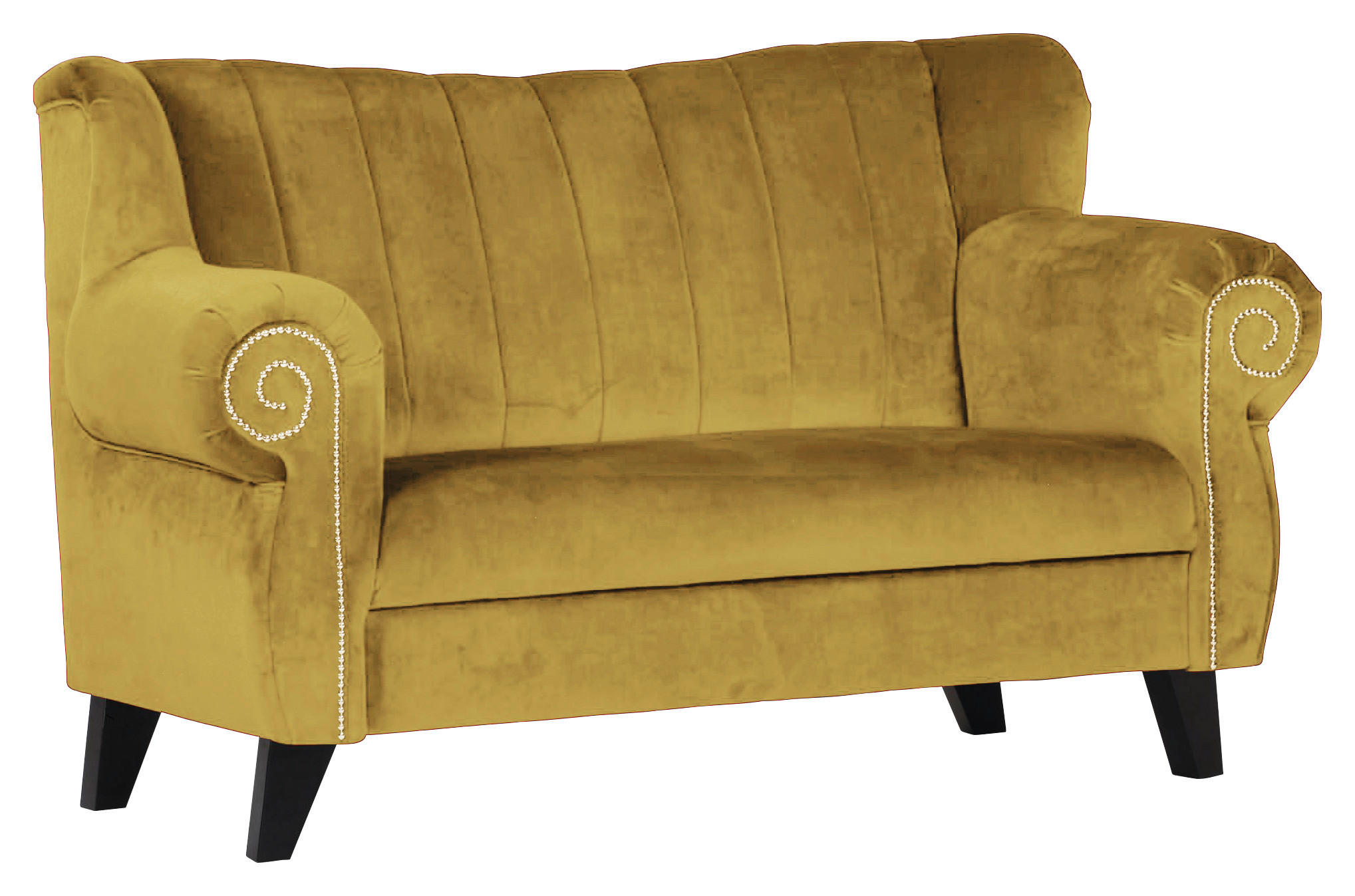 2-SITZER-SOFA in Webstoff Gelb  - Gelb/Braun, Design, Holz/Textil (168/96/75cm) - Ambia Home