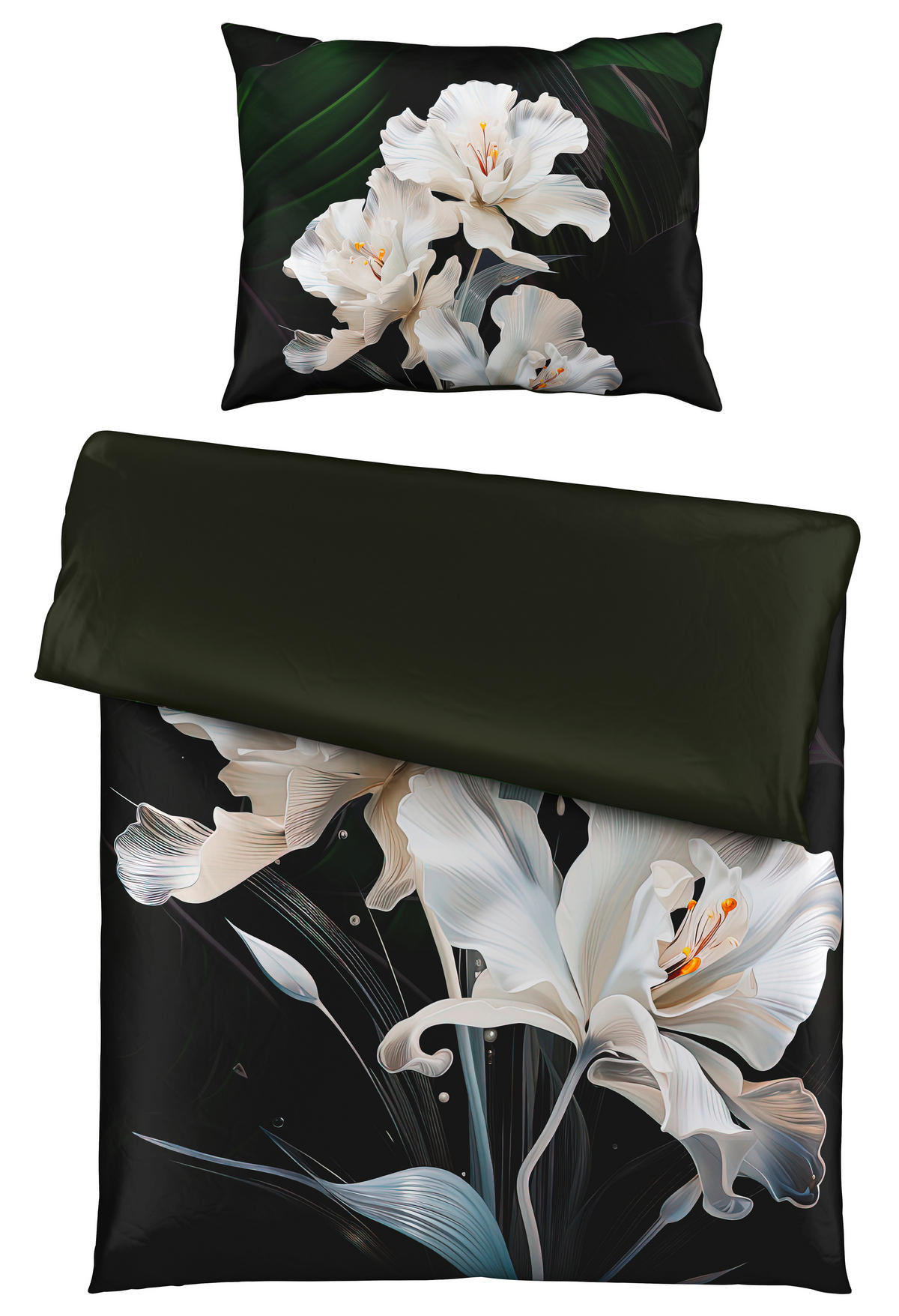 OBOJSTRANNÁ POSTEĽNÁ BIELIZEŇ, satén, čierna, biela, 140/200 cm - čierna/biela, Konventionell, textil (140/200cm) - Esposa