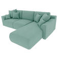 ECKSOFA in Velours Mintgrün  293/195 cm  - Chromfarben/Mintgrün, KONVENTIONELL, Kunststoff/Textil (293/195cm) - Carryhome