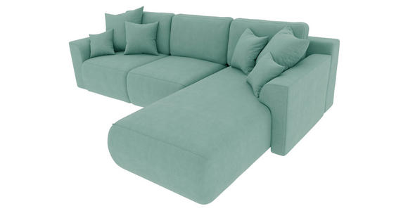 ECKSOFA in Velours Mintgrün  293/195 cm  - Chromfarben/Mintgrün, KONVENTIONELL, Kunststoff/Textil (293/195cm) - Carryhome