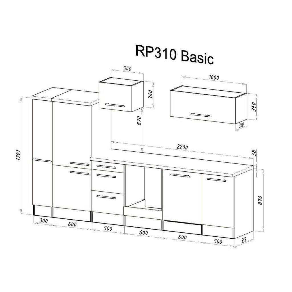 Thumbnail - Respekta Küchenblock Premium 2.0, Weiß, Eiche, Metall, 1,3 Schubladen, nur wie online abgebildet bestellbar, seitenverke...