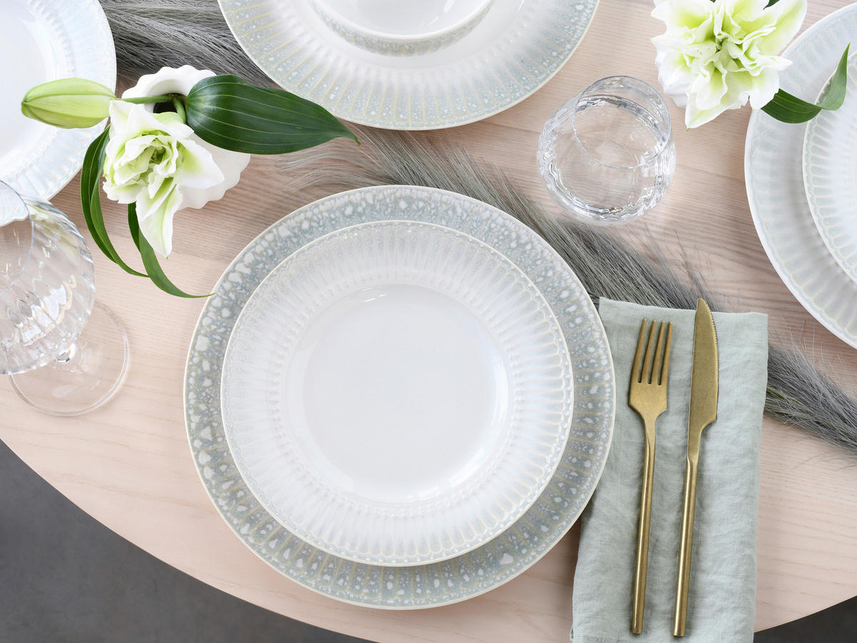 TAFELSERVICE Creme, Perlmutt Celadon beige 12-teilig  - Perlmutt/Creme, Basics, Keramik - Creatable