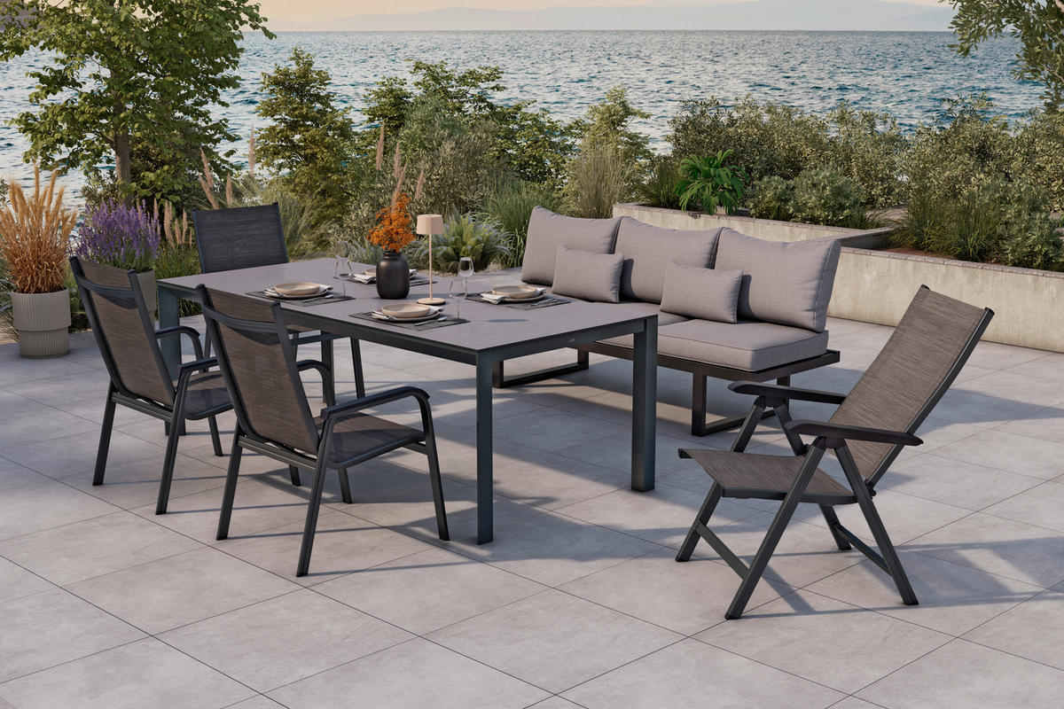 GARTENTISCH Metall, Kunststoff Anthrazit, Grau rechteckig  - Anthrazit/Grau, Design, Kunststoff/Metall (220/100/75cm) - Amatio