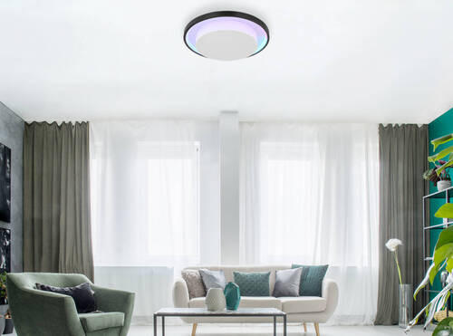 LED-TAKLAMPA 21 W 39,5/5 cm  - opal/svart, Design, metall/plast (39,5/5cm) - Globo