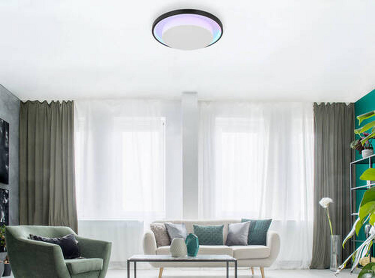 STROPNA LED-SVETILKA   //2700-6500 K/230 V/ - črna/opal, Design, kovina/umetna masa (39,5/5cm) - Globo