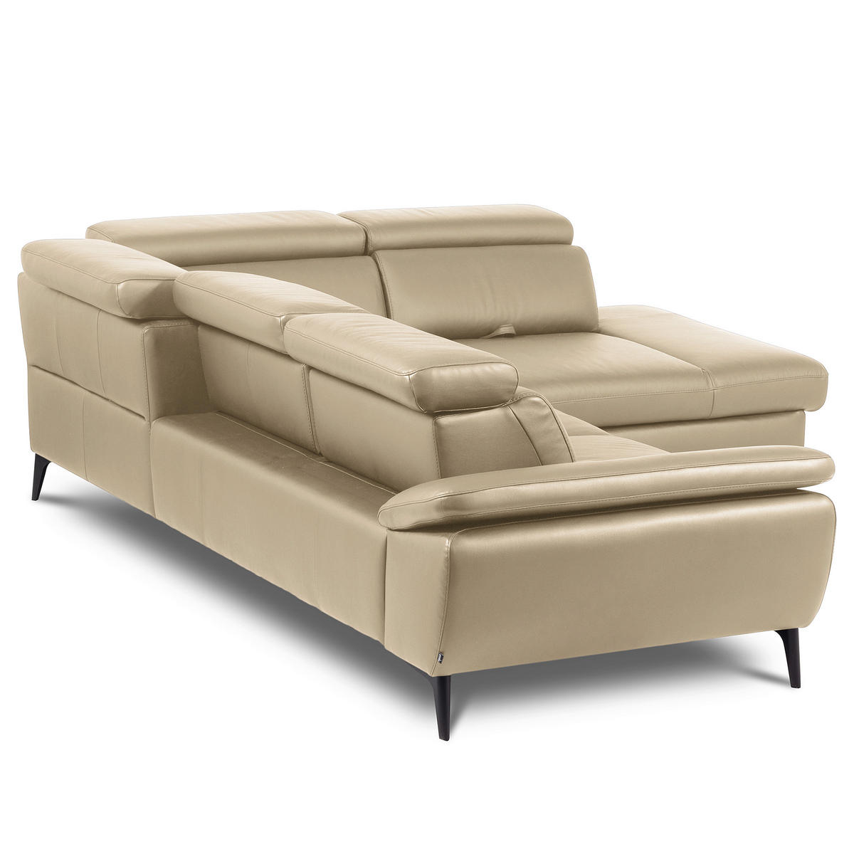 ECKSOFA  in Lederlook Echtleder Hellgrau  274/220 cm  - Hellgrau/Schwarz, Design, Leder/Textil (274/220cm) - Livetastic