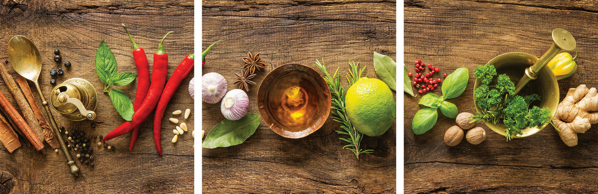 GLASBILD Gewürze  - Multicolor, Basics, Glas (30/90/1,40cm) - Euroart