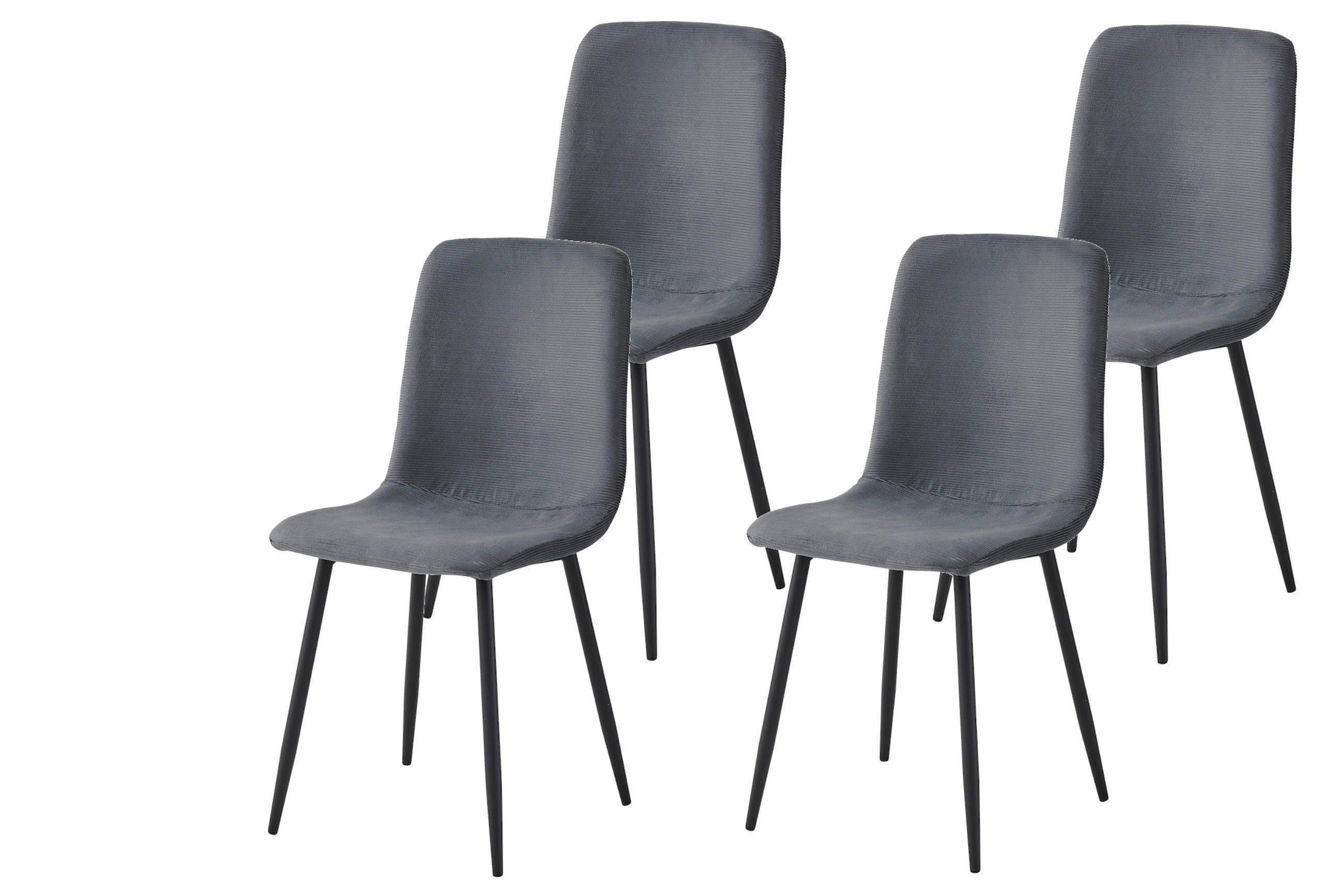 STUHL-SET 4 Stück Stoffauswahl Mikrofaser, Feincord  - Anthrazit/Schwarz, MODERN, Textil/Metall (44/92/54cm) - MID.YOU