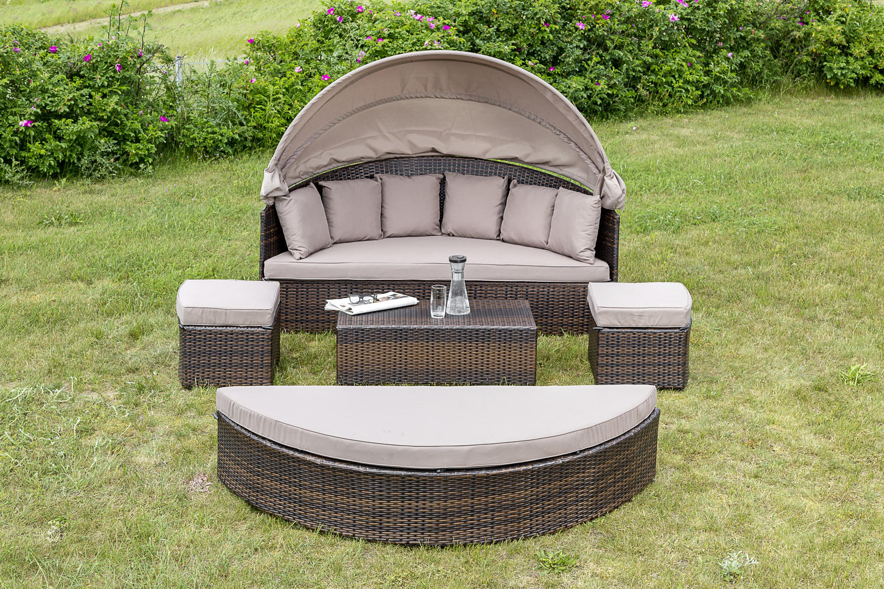 Thumbnail - Gardenson Gartenmuschel, Braun, Taupe, Metall, Kunststoff, Textil, 16-teilig, Füllung: Schaumstoff, 180x88x183 cm, große...