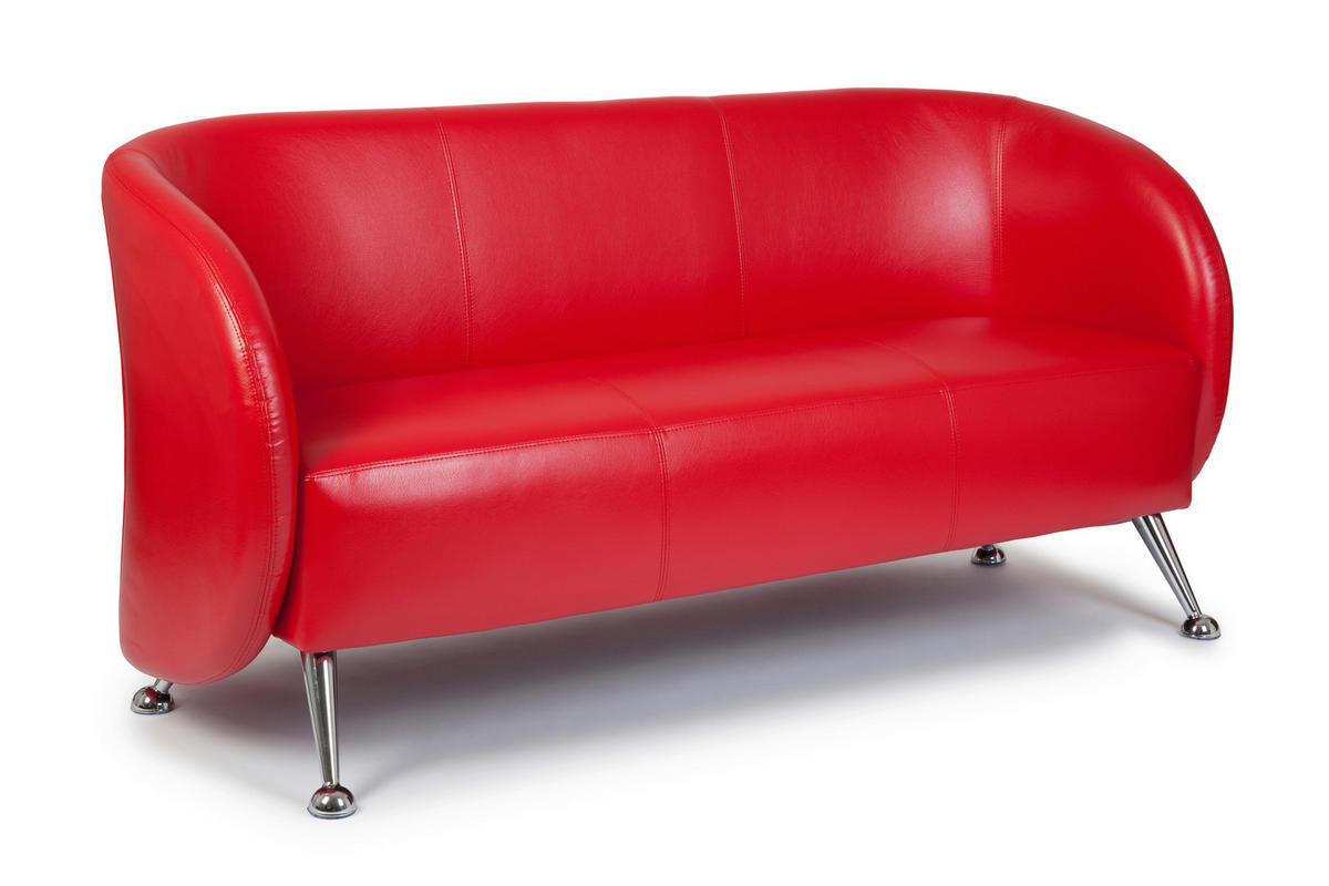 3-SITZER-SOFA  in Lederlook Rot  - Chromfarben/Rot, MODERN, Textil/Metall (168/85/58cm) - MID.YOU