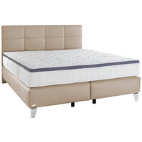 BOXSPRINGBETT 200/200 cm  in Naturfarben  - Chromfarben/Naturfarben, Konventionell, Leder/Textil (200/200cm) - Novel
