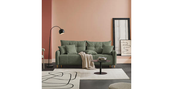 SCHLAFSOFA  in Chenille Grün  - Buchefarben/Grün, Design, Holz/Textil (217/97/101cm) - Carryhome