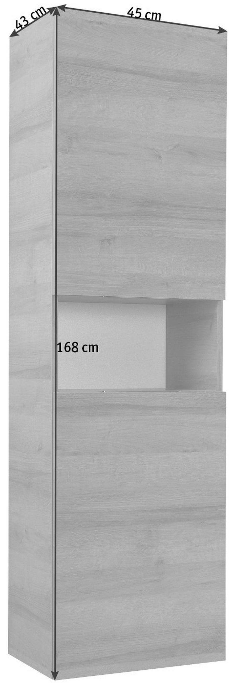 VYSOKÁ SKRINKA, farba duba, farba duba, 45/168/43 cm - farba duba, Design, kompozitné drevo/sklo (45/168/43cm) - Sadena
