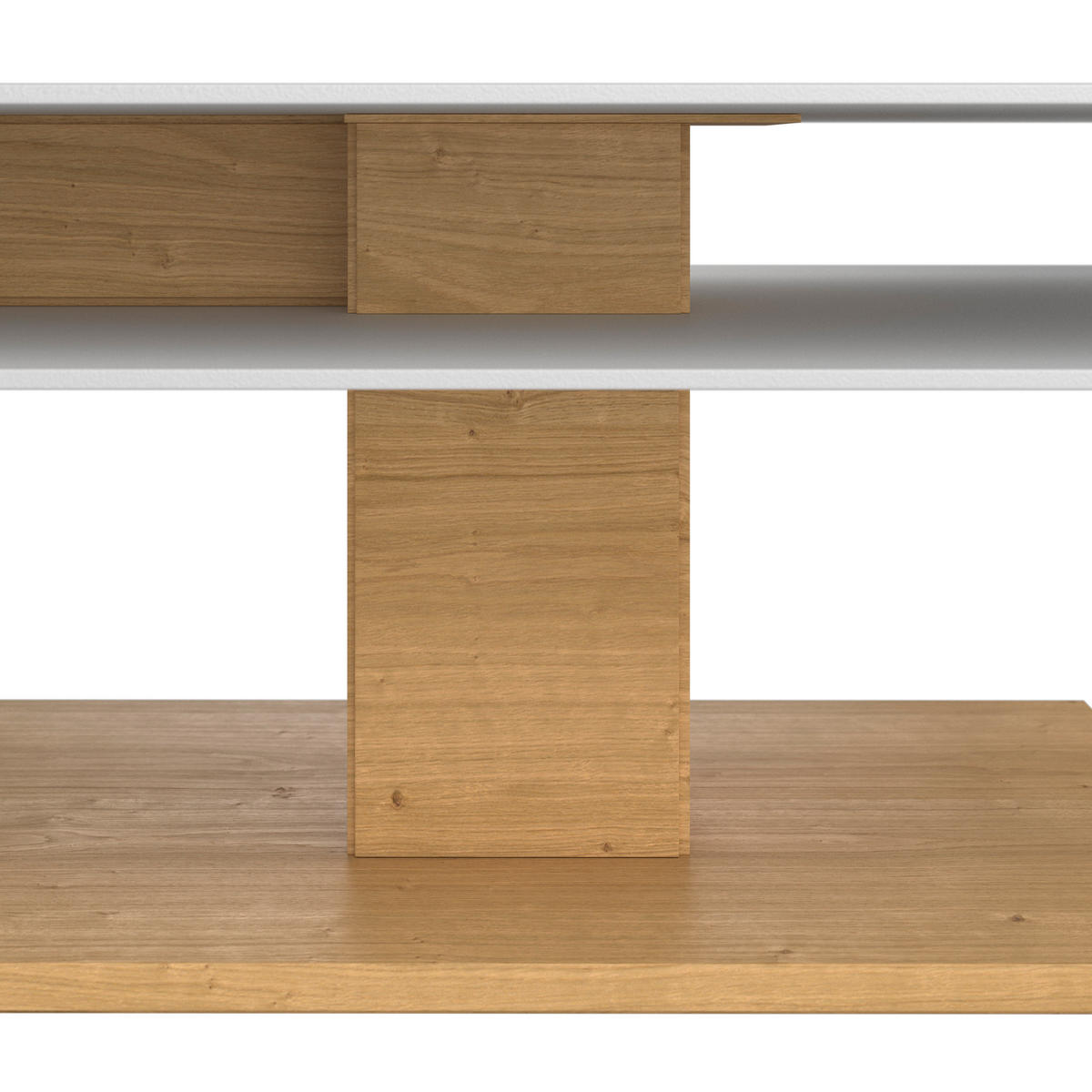 COUCHTISCH in Holz, Glas, Holzwerkstoff 120/75/43 cm  - Weiss/Eichefarben, Design, Glas/Holz (120/75/43cm) - Voglauer
