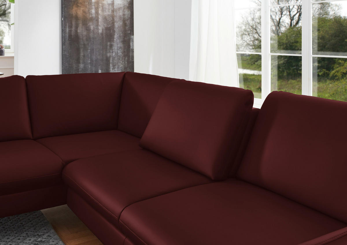 ECKSOFA in Echtleder Brombeere  - Brombeere/Alufarben, Konventionell, Leder/Metall (220/284cm) - Beldomo Premium