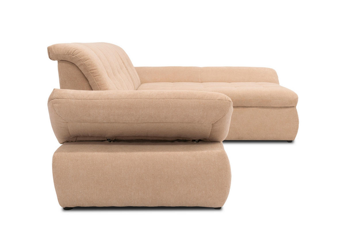 ECKSOFA Beige Mikrofaser  - Chromfarben/Beige, KONVENTIONELL, Textil/Metall (300/172cm) - MID.YOU