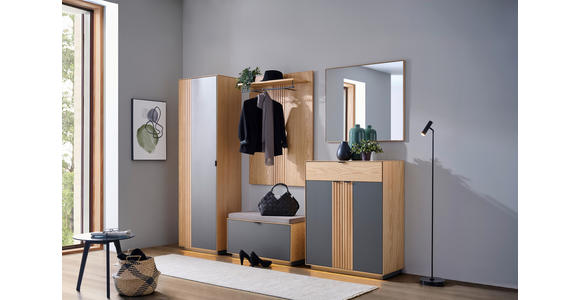 GARDEROBENSCHRANK  in 60,1/200/42 cm  - Eichefarben/Schwarz, Natur, Holz/Holzwerkstoff (60,1/200/42cm) - Linea Natura