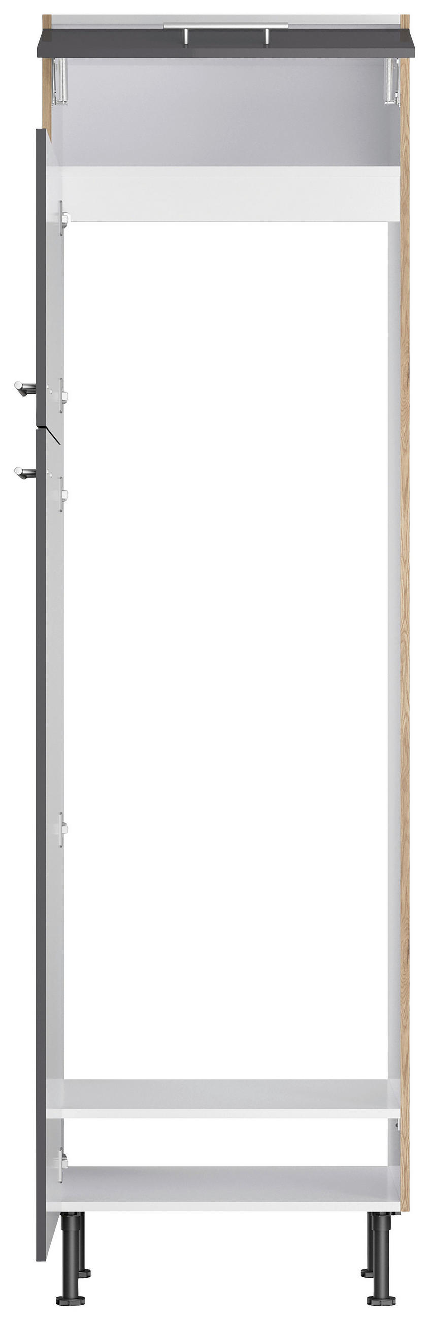 ECKKÜCHE 200/270 cm  in Anthrazit, Eichefarben  - Edelstahlfarben/Eichefarben, Basics, Holzwerkstoff/Metall (200/270cm) - Optifit
