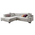 ECKSOFA Creme Velours  - Creme/Schwarz, KONVENTIONELL, Textil/Metall (219/311cm) - Hom`in