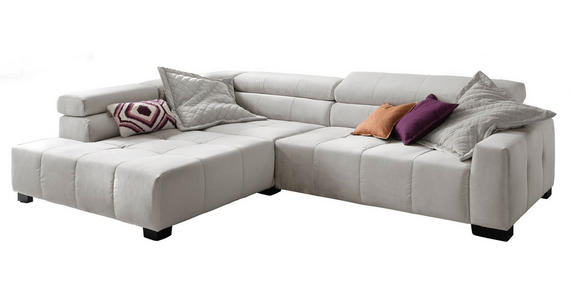 ECKSOFA Creme Velours  - Creme/Schwarz, KONVENTIONELL, Textil/Metall (219/311cm) - Hom`in