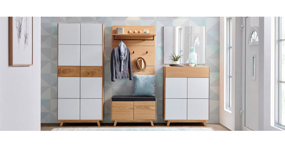 SCHUHSCHRANK 85/113/40 cm - Eichefarben/Weiß, Natur, Glas/Holz (85/113/40cm) - Dieter Knoll