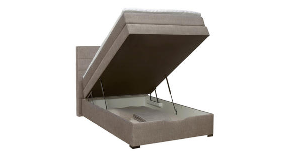 BOXSPRINGBETT 120/200 cm  in Taupe  - Taupe/Wengefarben, KONVENTIONELL, Holz/Textil (120/200cm) - Carryhome