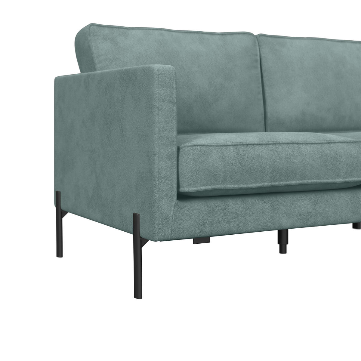 ECKSOFA in Flachgewebe Türkis  - Türkis/Schwarz, Trend, Textil/Metall (232/154cm) - Livetastic