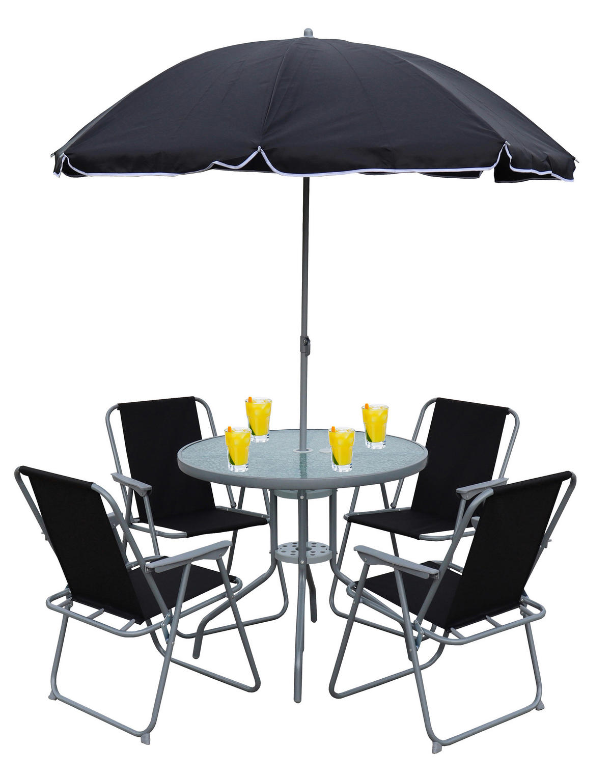 GARTENTISCHGRUPPE   - Schwarz, Modern, Glas/Kunststoff (75/70/75cm) - MID.YOU