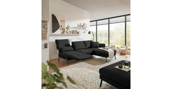 ECKSOFA  in Flachgewebe Anthrazit  255-365/175-224 cm  - Anthrazit/Schwarz, Design, Textil/Metall (255-365/175-224cm) - Dieter Knoll
