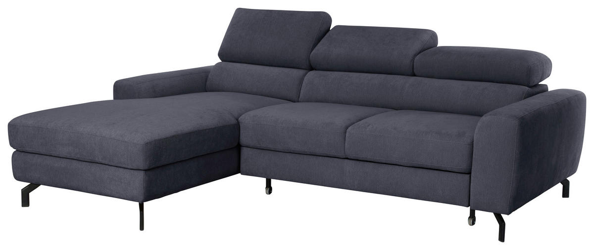ECKSOFA Chenille Anthrazit  - Anthrazit/Schwarz, Design, Textil/Metall (177/226cm) - Livetastic