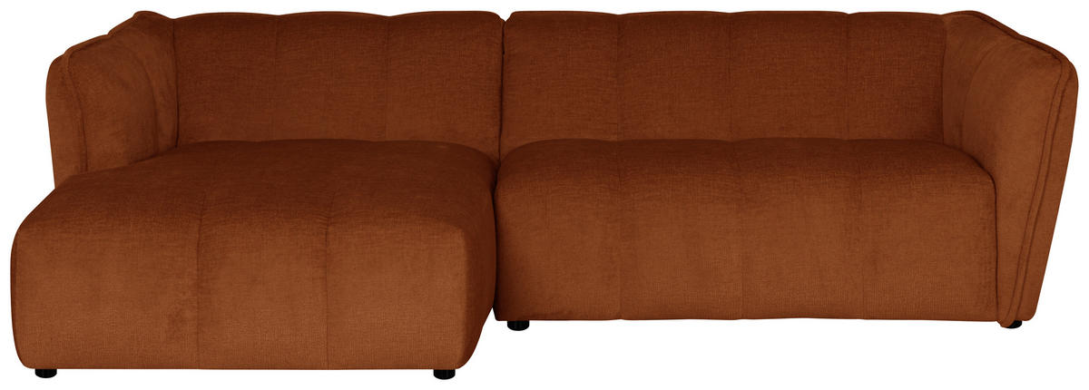 ECKSOFA LIVOLI in Chenille Rostfarben  160/246 cm  - Rostfarben/Schwarz, Design, Textil (160/246cm) - MID.YOU