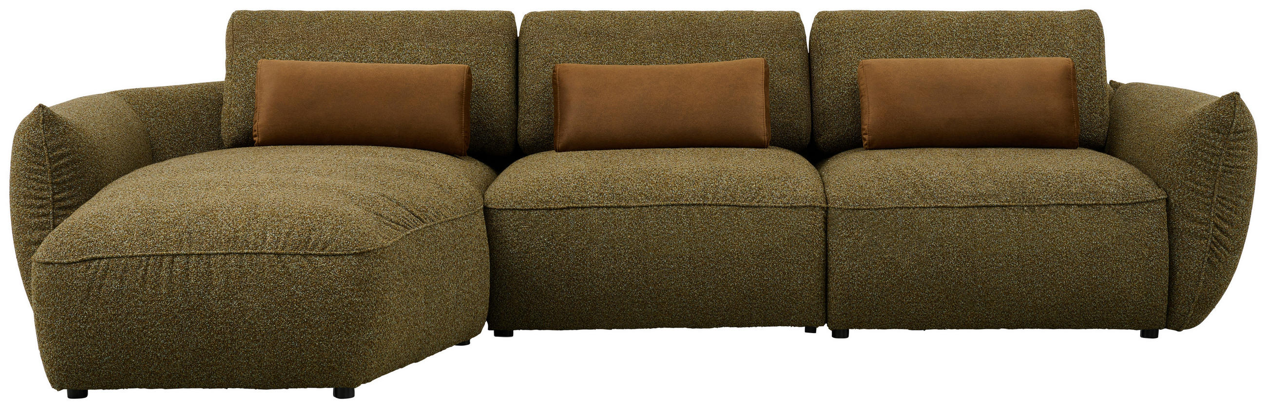ECKSOFA Dunkelgrün Chenille  - Dunkelgrün/Schwarz, Design, Kunststoff/Textil (190/340cm) - Emilio Belluti