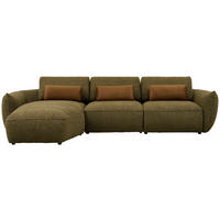 ECKSOFA Dunkelgrün Chenille  - Dunkelgrün/Schwarz, Design, Kunststoff/Textil (190/340cm) - Belluti