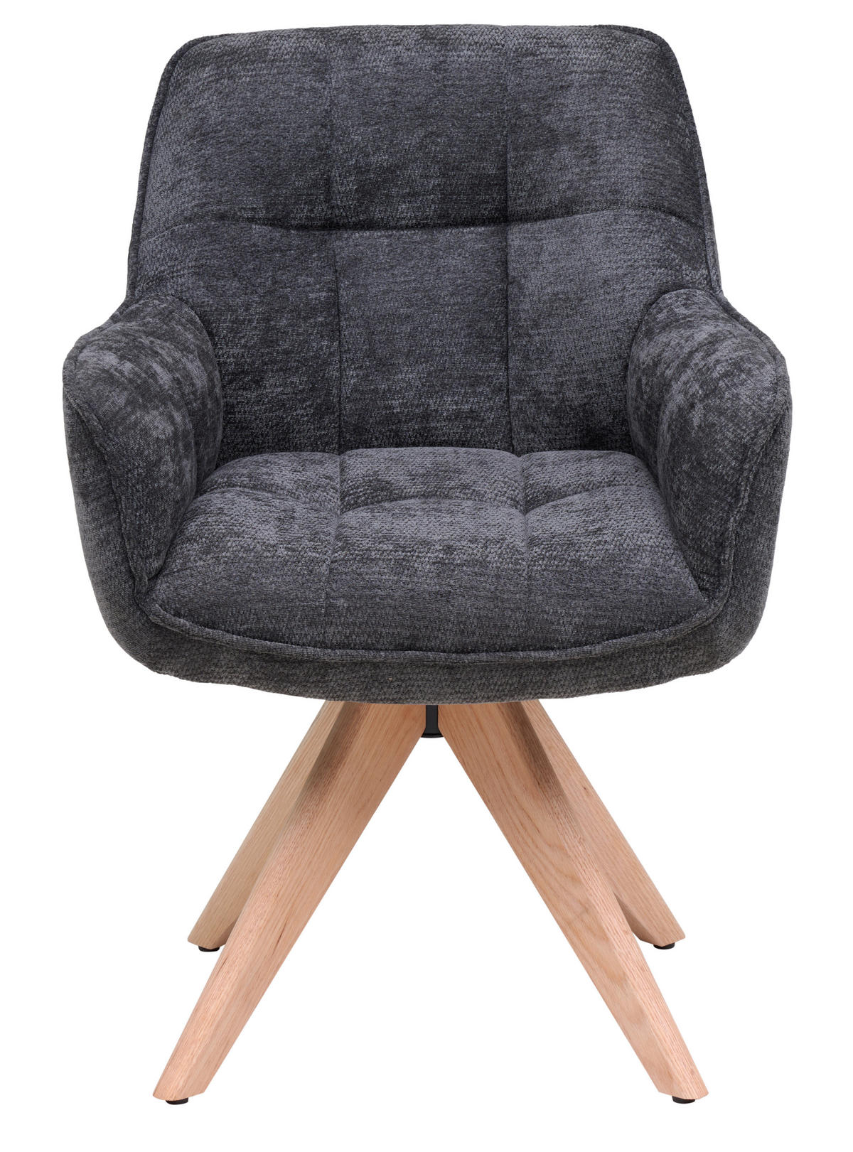 ARMLEHNSTUHL  Sitzfläche 360° drehbar Chenille  - Dunkelgrau/Eichefarben, Basics, Holz/Textil (64/85/62cm) - Livetastic
