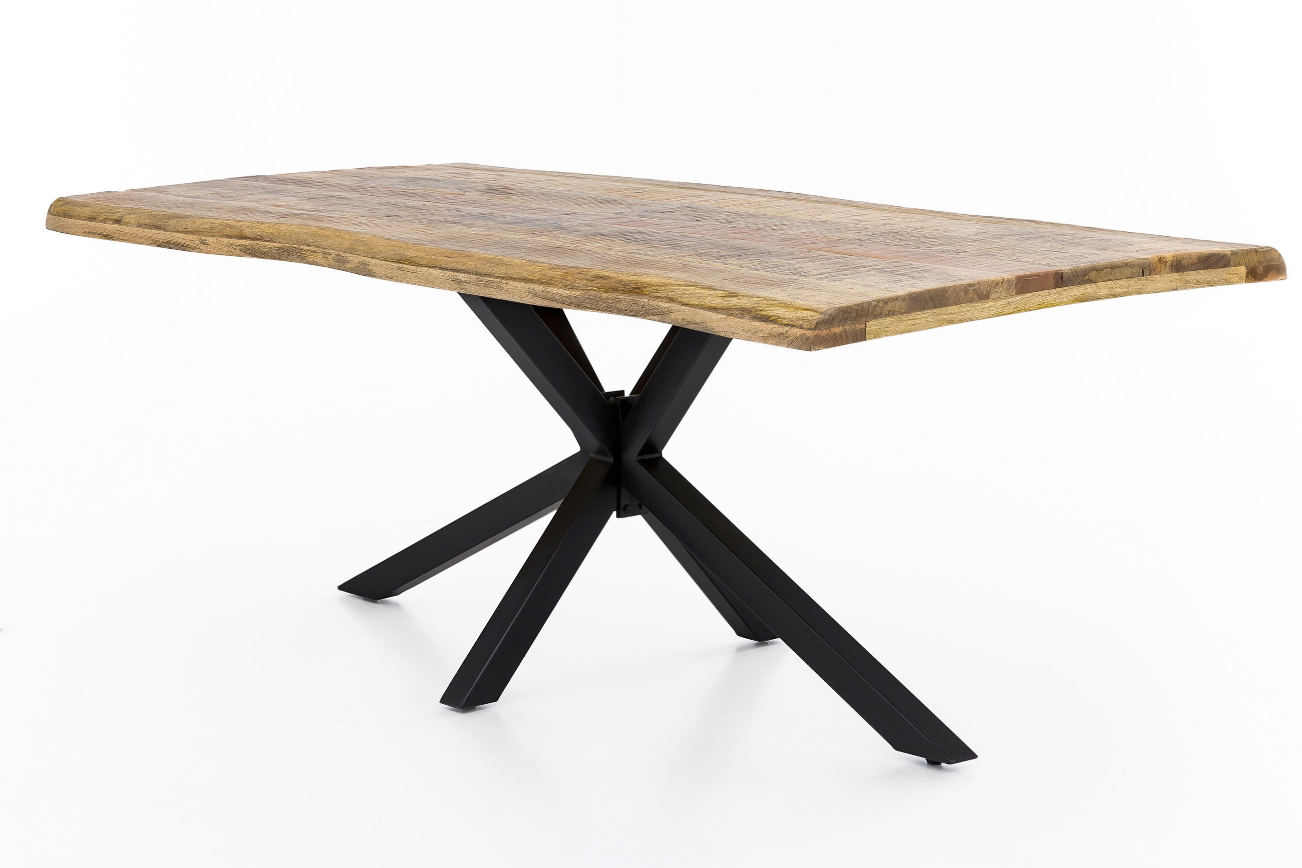 ESSTISCH 200/100/77 cm Echtholz  Holz, Metall rechteckig Naturfarben, Schwarz  - Schwarz/Naturfarben, MODERN, Holz/Metall (200/100/77cm) - MID.YOU