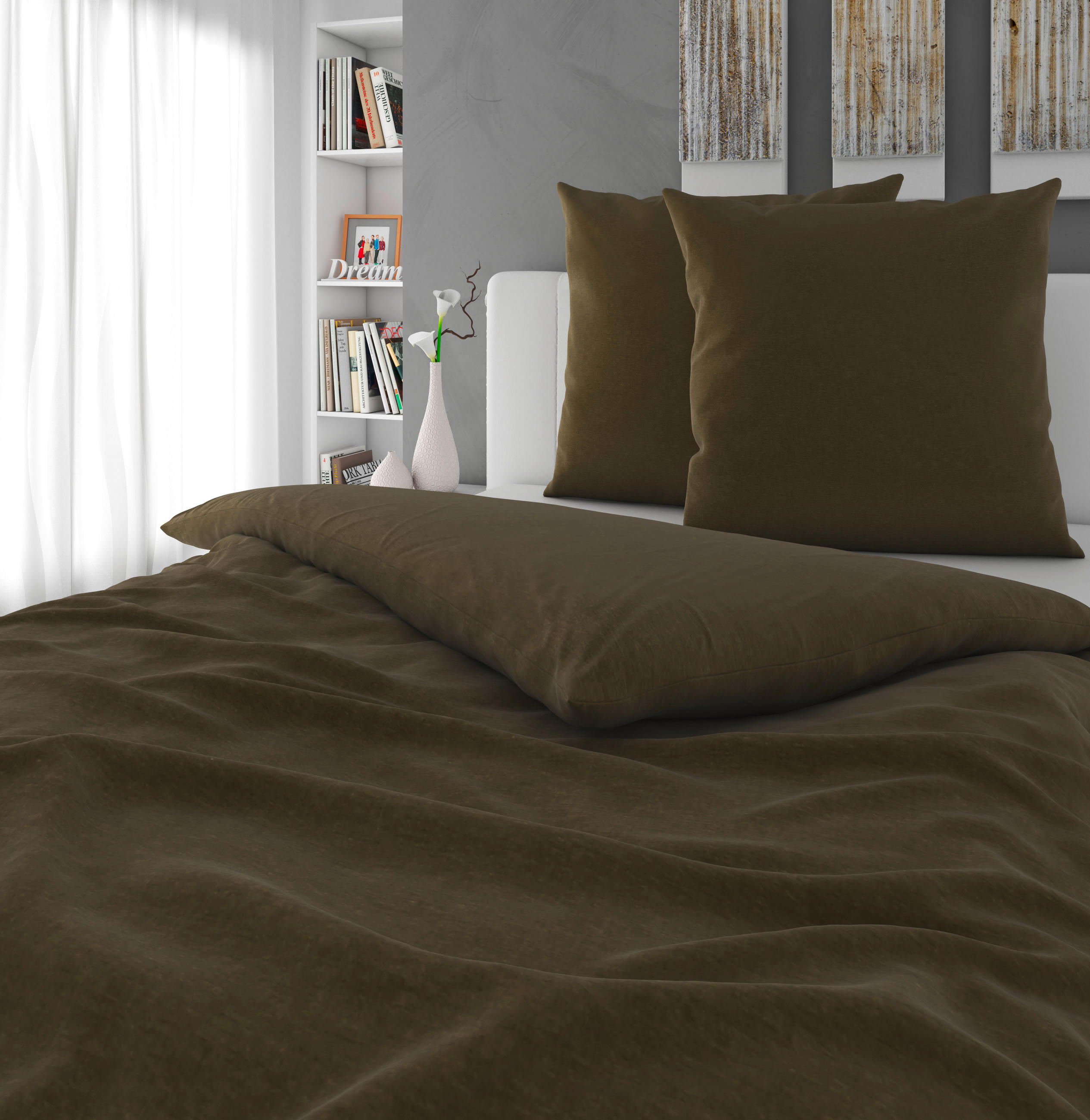BETTWÄSCHE Flanell Flanell 200/200 cm  - Olivgrün, Basics, Textil (200/200cm) - Novel