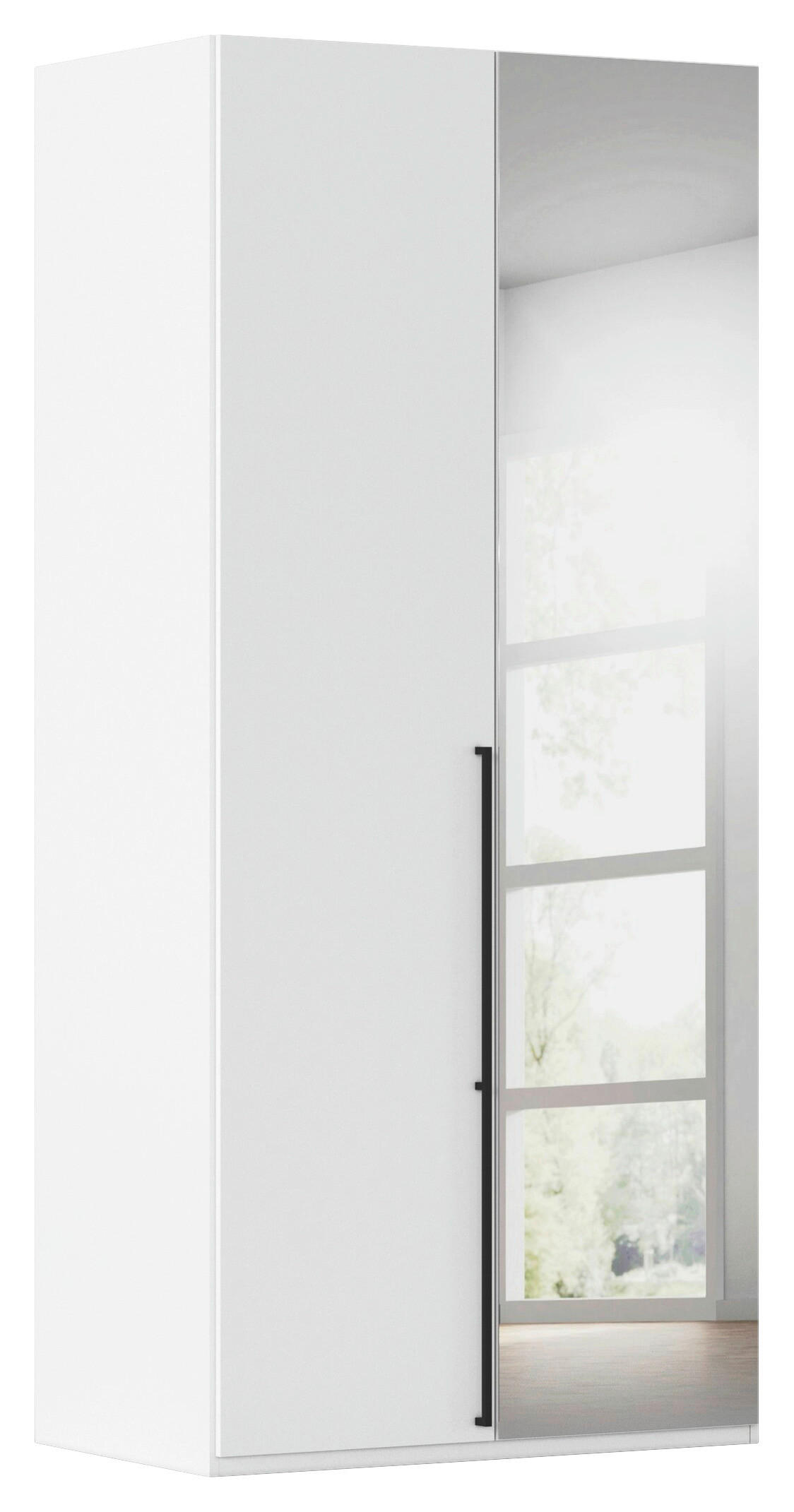 DREHTÜRENSCHRANK 101/223/61 cm,  in Weiß, 2-türig  - Chromfarben/Schwarz, Basics, Glas/Holzwerkstoff (101/223/61cm) - Novel
